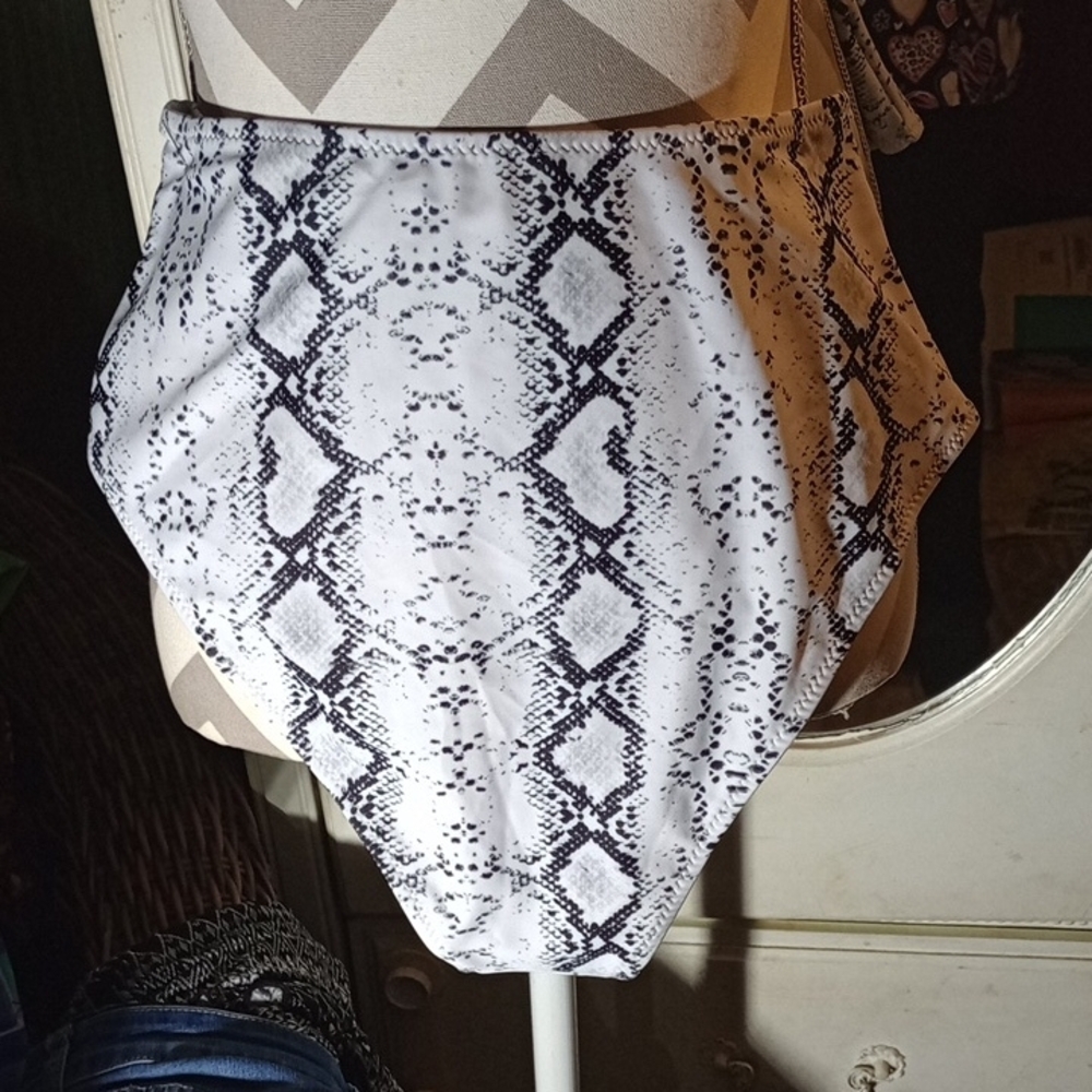 Snakeskin High-Waisted Bikini Bottom